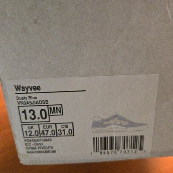 Vans Wayvee Men Size 13 Dusty Blue Popcush Wafflecup Skate 122025 - Picture 10 of 10
